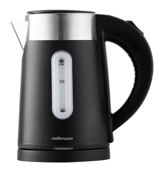 Mellerware Siena 0.8L Black Compact Double-Wall Kettle - Fast, Safe