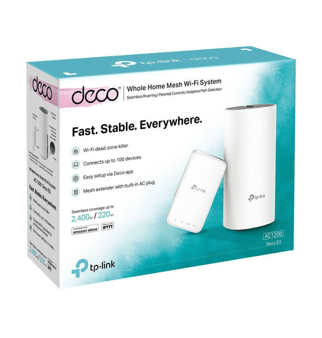 TP-Link Deco E3(2-pack) Mesh Wi-Fi System White External Dual-band (2.4GHz 5GHz)