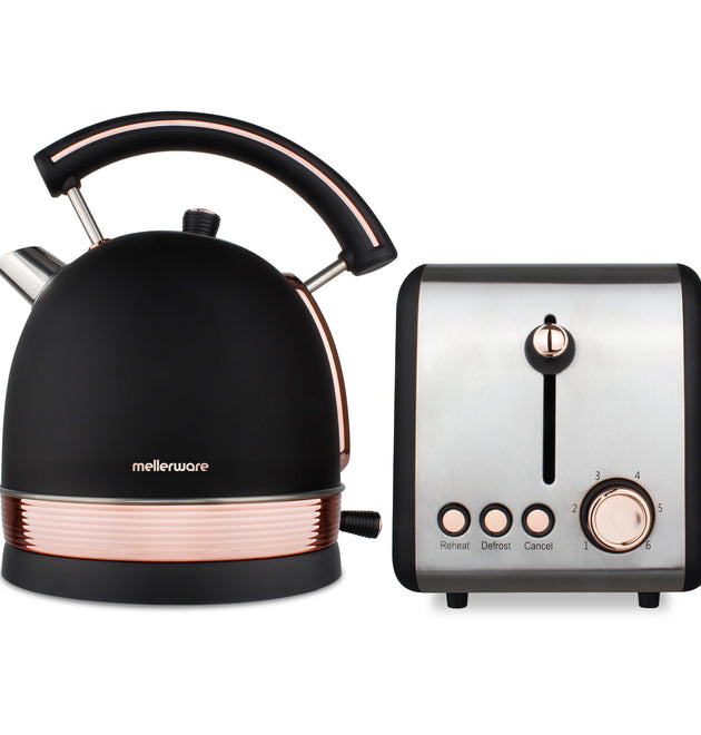 Mellerware 46042BRG  Kettle & Toaster Set - Black & Rose Gold