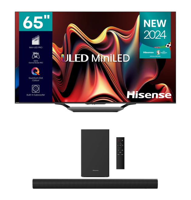 Hisense 65U7N Mini LED ULED 4K Smart TV & HS1800 Soundbar