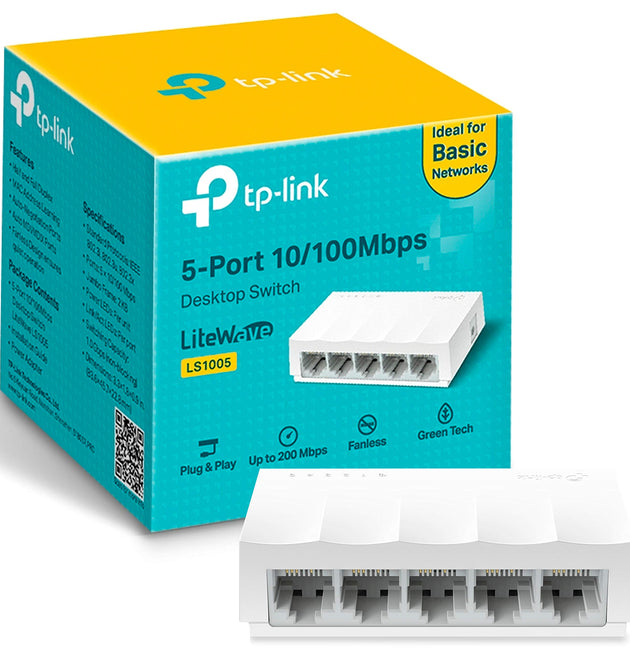 TP-Link LS1005 5-Port 10/100 Mbits Desktop Switch Unmanaged Network Fast Ethernet White