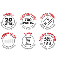 Bennett Read KMW110 20L Compact Microwave Oven, 700W, Defrost, 6 Power Levels