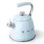 Smeg Pastel Blue 2.3L Whistling Stovetop Kettle with Cool-Touch Handle
