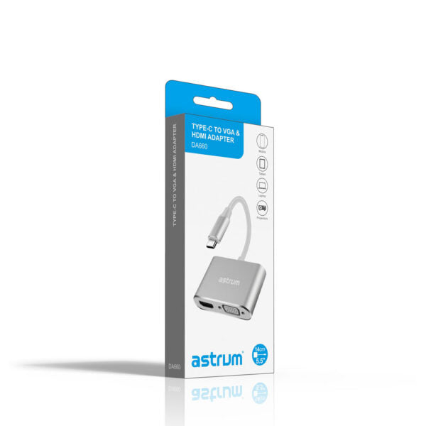 Astrum DA660 - USB-C to VGA & HDMI Adapter | 4K HDMI + 1080P VGA