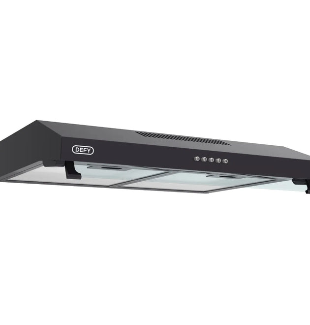 Defy DCH60B Black Wall Mounted Flat Glass Cooker Hood with LED Light