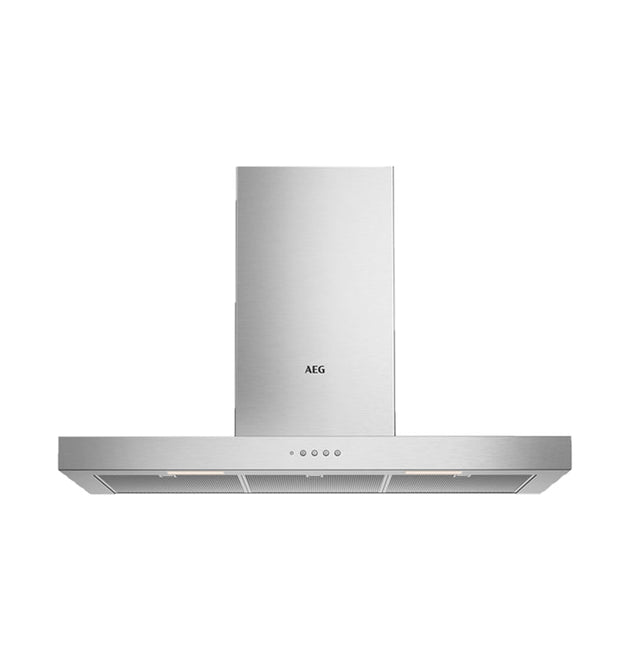AEG 90cm Stainless Steel Chimney Hood: Powerful Odor Removal, LED Spotlights