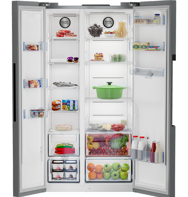 Defy DFF647 Side-by-Side Fridge: NatureLight, No Frost, Dual Cooling, Energy-Efficient