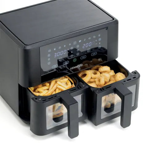 Kenwood HFG95 9L Dual Basket Air Fryer with Clearcook Window, Healthy Cooking