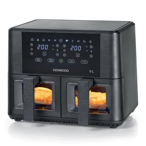 Kenwood HFG95 9L Dual Basket Air Fryer with Clearcook Window, Healthy Cooking