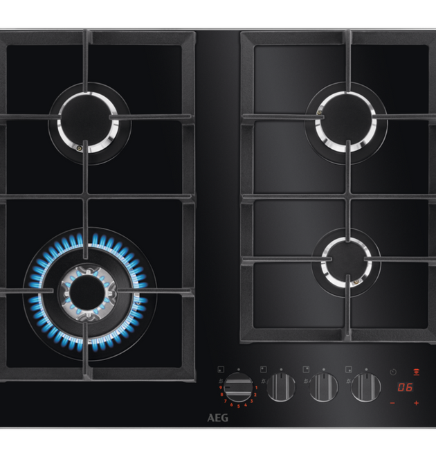 AEG 60cm FlameLight Gas Hob: 4 Burners, Wok Ready, Energy Efficient