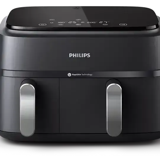Philips 9L Dual Basket Airfryer: Rapid Air Technology, Sync Cook, 8 Presets