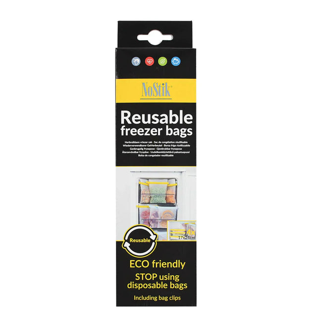 NoStick Reusable Freezer Bags: Durable, Eco-Friendly, -72°C Safe, 4-Pack