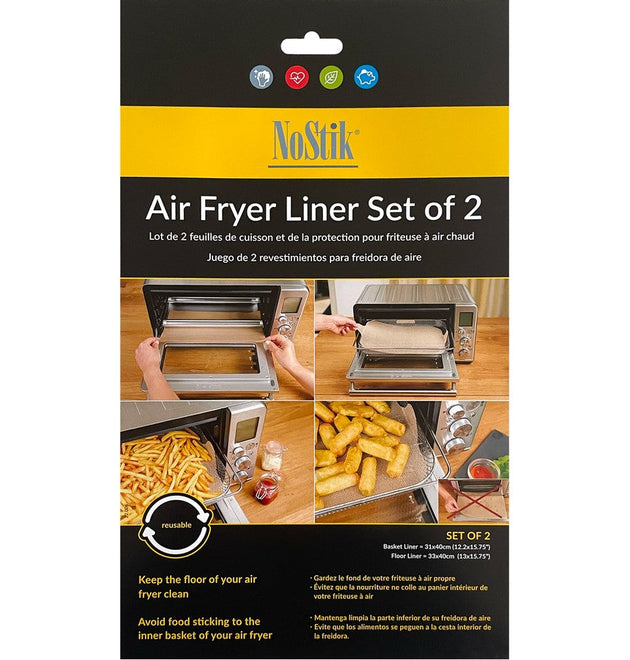 Premium Non-Stick Rectangular Air Fryer Liners with Integrated Handles - 2 Pack