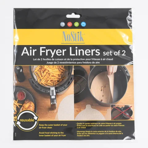 NoStick Reusable Round Air Fryer Liners 2-Pack for Clean Cooking