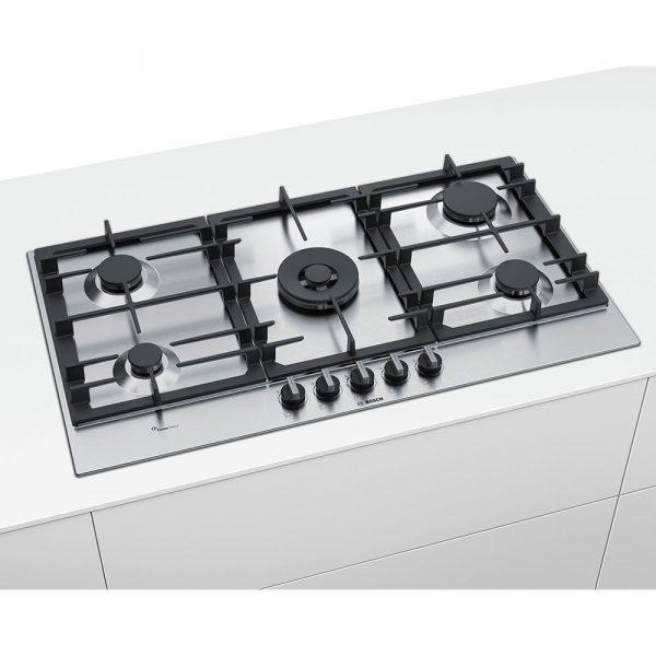 Bosch Series 6 90cm Stainless Steel 5-Burner Gas Hob with FlameSelect
