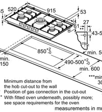 Bosch Series 6 90cm Stainless Steel 5-Burner Gas Hob with FlameSelect