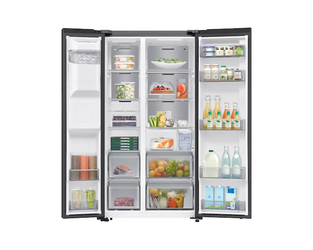 Samsung Bespoke AI Smart Side-by-Side Refrigerator with 617L Capacity, Non-Plumbed, Black
