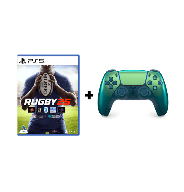 PlayStation 5 (PS5) DualSense Wireless Controller - Chroma Teal + Rugby 2025 (PS5)