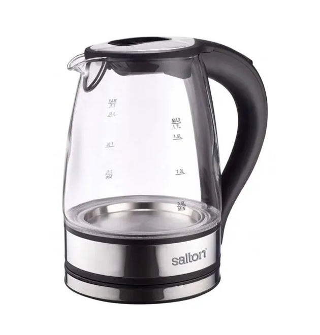 Salton SCGK80E 1.7L Glass Electric Kettle Illuminates Faster Boiling Safety Features