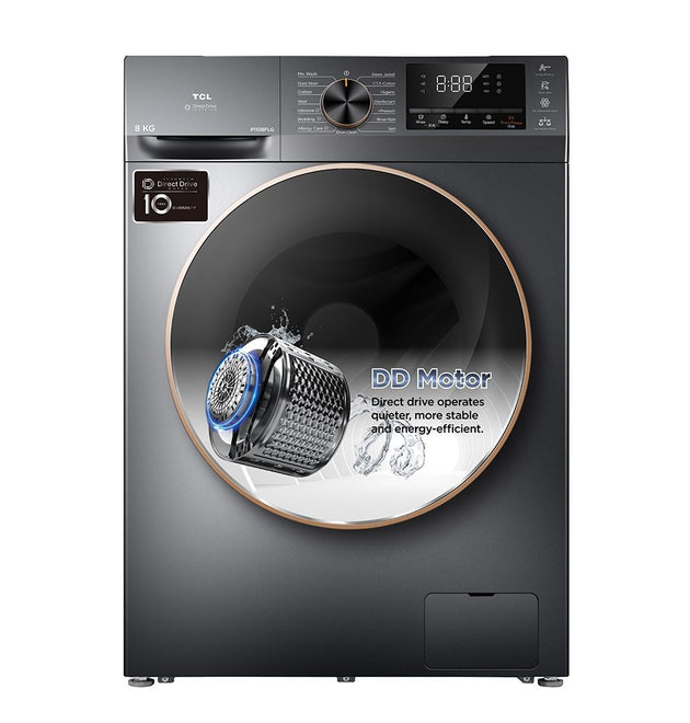 TCL P1108FLG 8kg Front Load Washer: Efficient DD Motor, Steam Clean, Quiet Operation