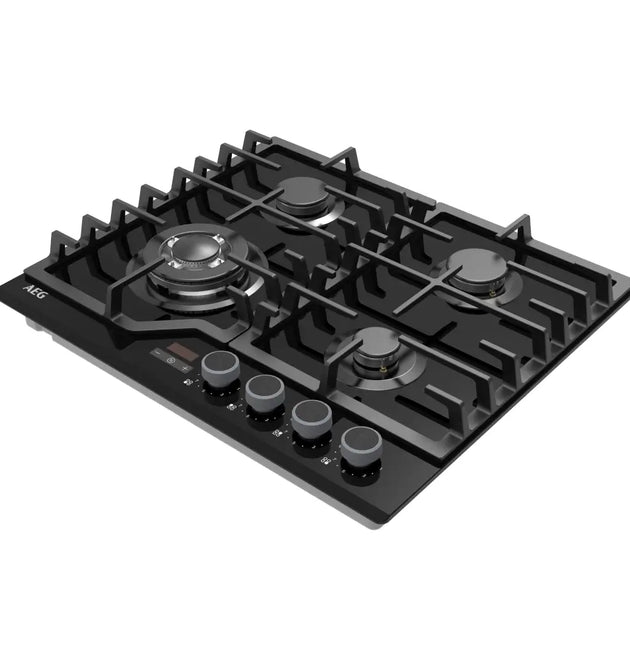 AEG ZA60BIHT1 60cm Gas Hob: Sleek Black Glass, 4 Burners, Precision Control