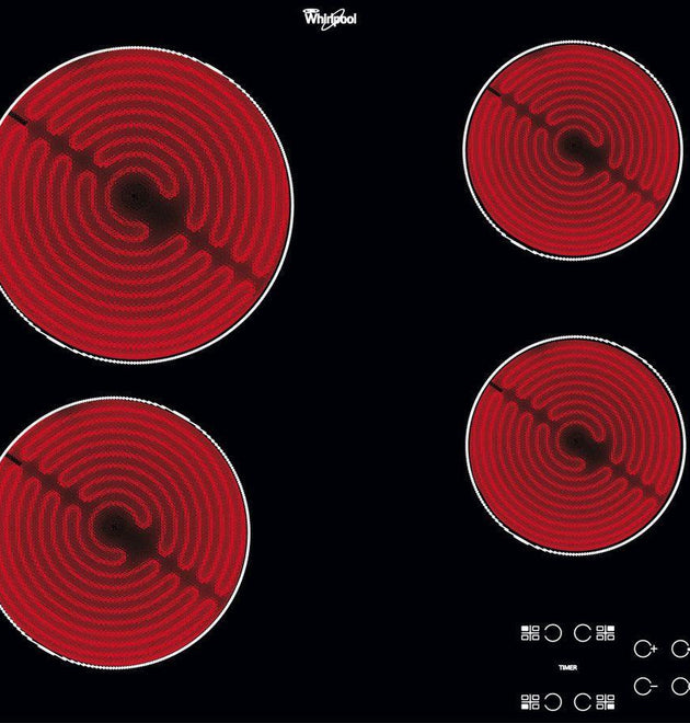 Whirlpool AKT8090/NE Sleek Black Glass Ceramic Hob with Precision Touch Controls