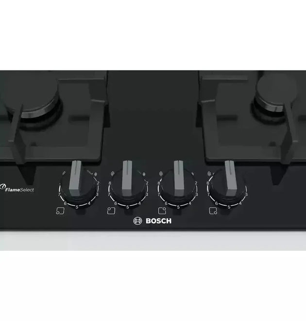 Bosch Serie 6 Black Tempered Glass 24-inch Gas Hob with FlameSelect