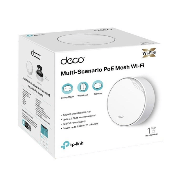TP-Link Deco X50-PoE AX3000 Whole Home Mesh Wi-Fi 6 System with PoE (1-pack)