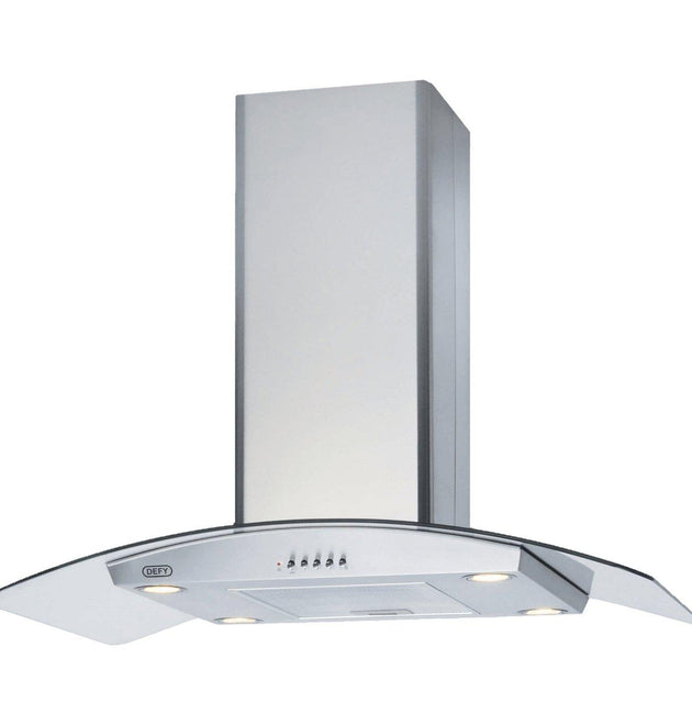 Defy DCH323 Premium Curved Glass Island Cooker Hood with Halogen Lights