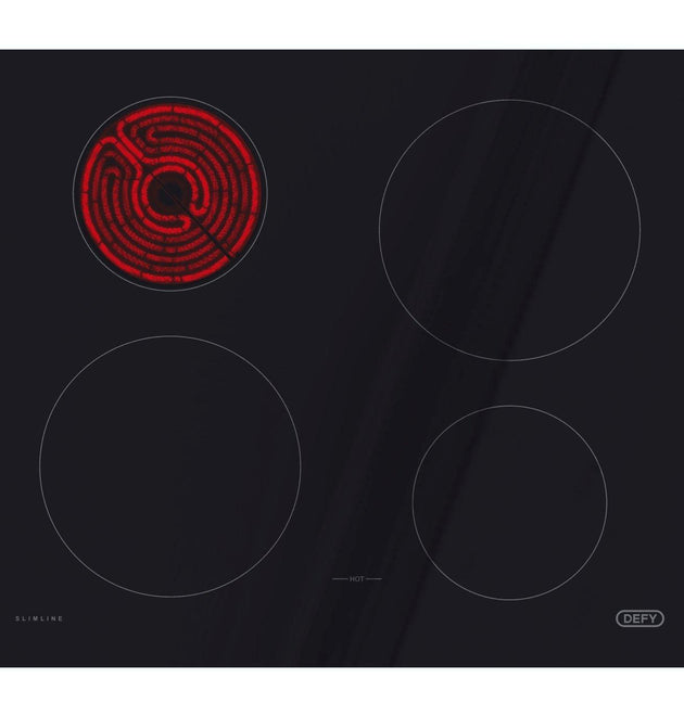 Defy DHD409 Slimline 4-Plate Vitroceramic Electric Built-in Cooktop Black Glass Hob