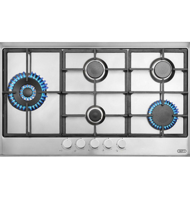 Defy DHG129 Gemini 35-inch 5-Burner Gas Hob with Wok, Precise Control