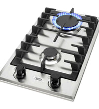 Defy DHG134 Compact 2-Burner Stainless Steel Gas Hob with Cast Iron Supports
