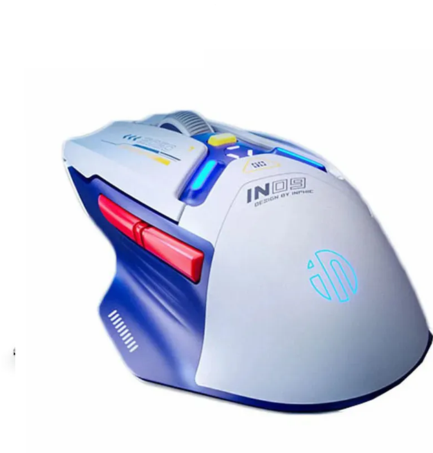 Inphic IN Wired Bluetooth5.0 and 2.4GHz Rechargeable Mouse- Blue/White