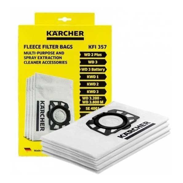 Karcher Premium Fleece Filter Bags WD2 Plus WD3 SE4001 - Durable 4-Pack