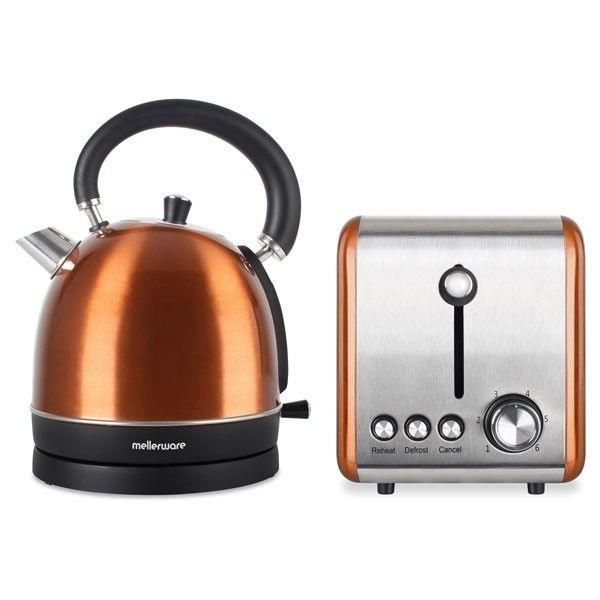 Mellerware Copper 2-Slice Toaster 1.8L Kettle Set - Stylish, Efficient Kitchen Duo