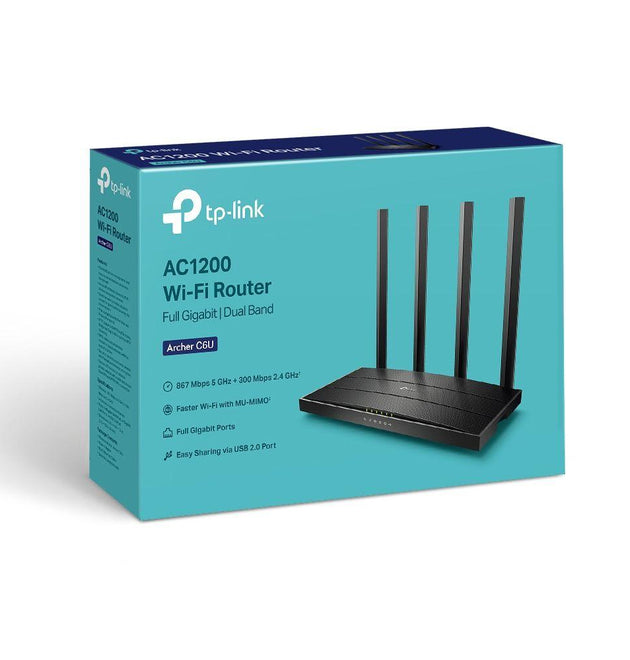 TP-Link Archer C6U AC1200 Dual Band WiFi Router With Gigabit LAN Ports