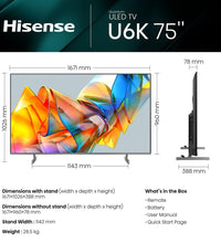 Hisense 75U6K Quantum ULED 4K Smart TV with AX2107G 2.1ch Soundbar