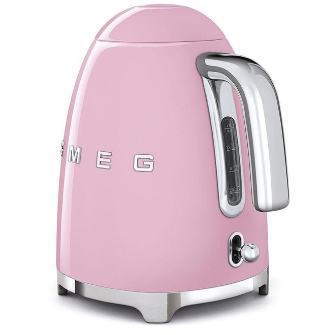 Smeg KLF03PKSA 50s Retro Electric Kettle, Pink Stainless Steel, 1.8 Quart