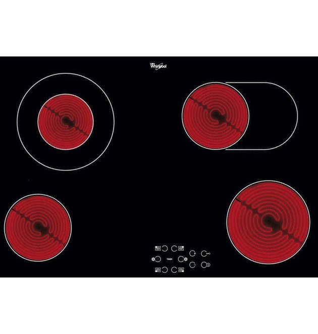Whirlpool AKT8360LX 77cm Black Glass FlexiZone Electric Hob with Touch Control