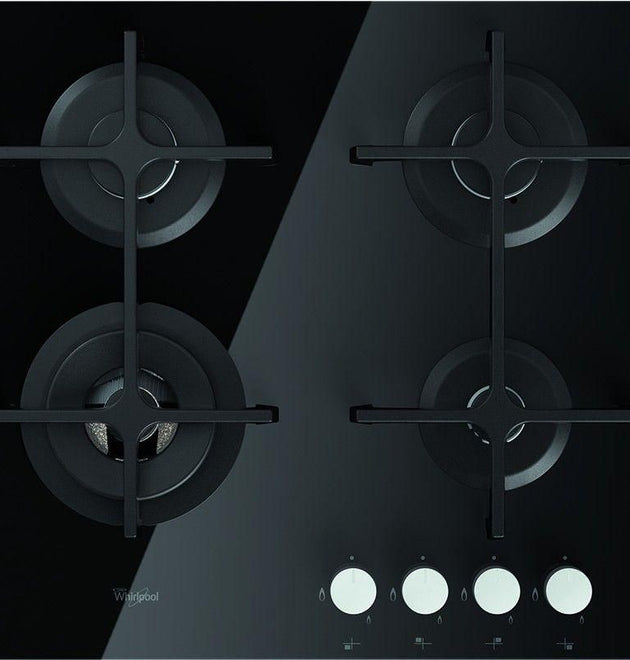 Whirlpool GOA6423/NB 4-Burner Glass Gas Hob, Integrated Ignition, Flame Safety